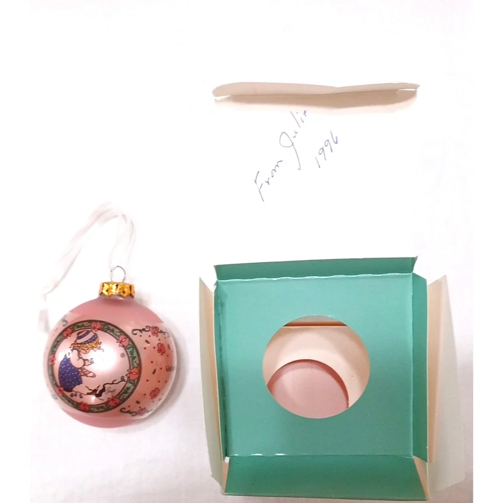 VTG 94 Enesco Precious Moments Pink Glass 3 1/2